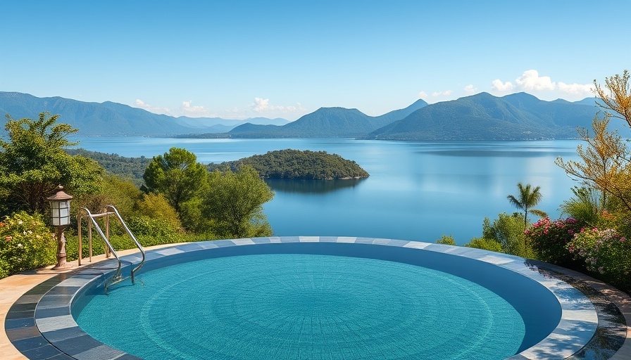 Stunning circular pool view at a long-haul travel destination.