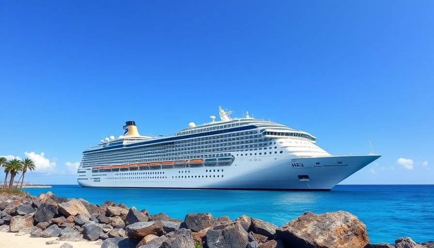 MSC cruise ship on a family adventure near a rocky shore.