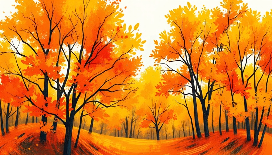 Colorful autumn landscape art activity for fun family activities.