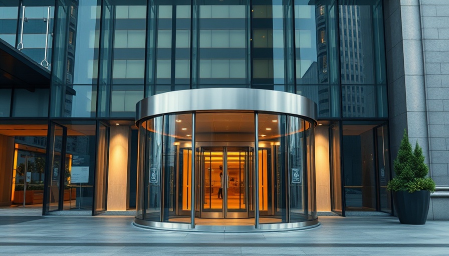 Entrance of Vancouver's Exchange Hotel with revolving door