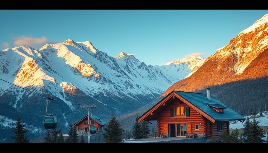 Charming alpine cabin with cable cars and snowy mountain view, travel news US.