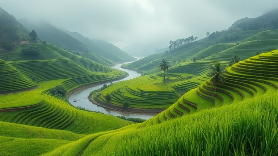 Serene terraced rice fields with mountains; how to pick a travel destination.