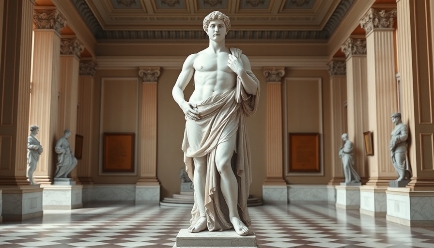 Michelangelo's David statue in museum, elegant pose