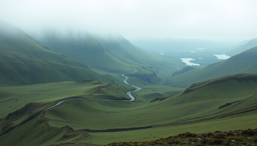 Misty green hills of Scotland with winding road, exploring trip costs.