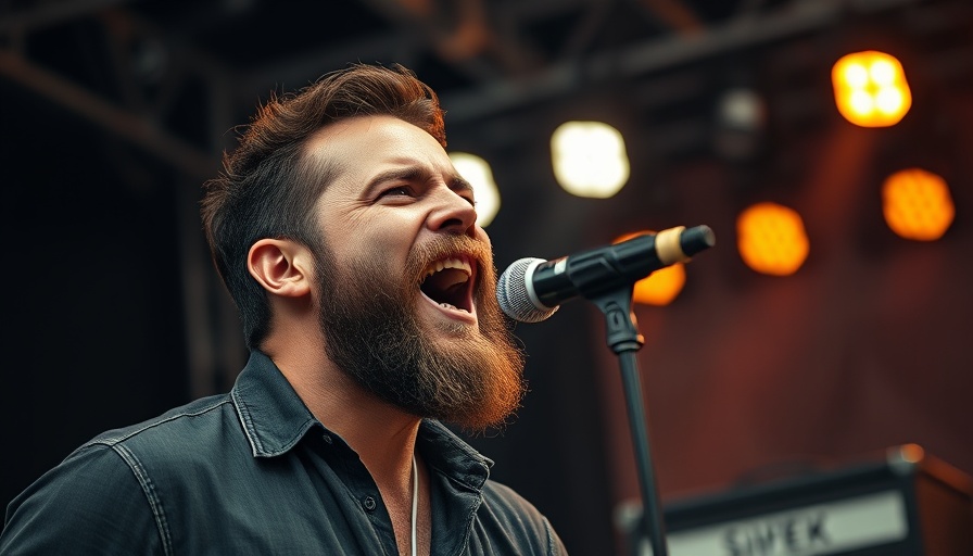 Expressive singer on stage during cultural holidays in December.