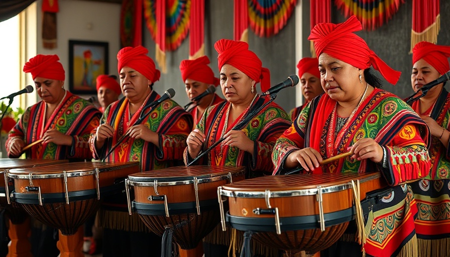 Guatemalan band performing during culture holiday event.