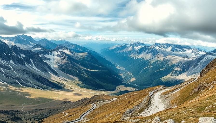 Panoramic view of Italian Dolomites with rugged peaks and snow.