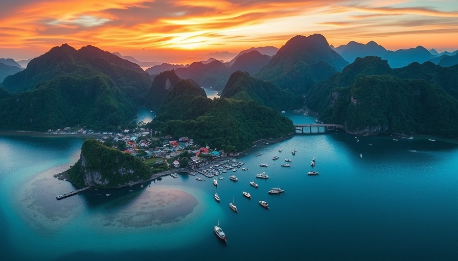 Aerial view of a vibrant Thai village by the bay, highlighting travel costs.