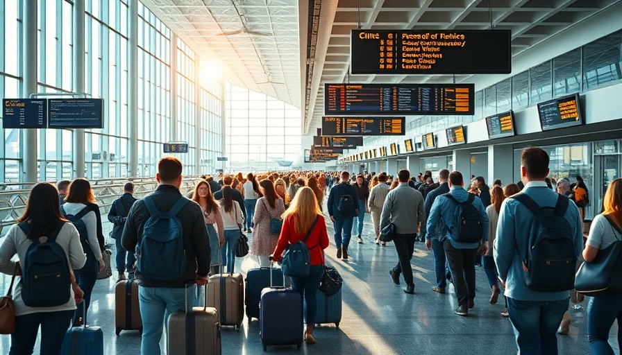 Bustling airport terminal capturing airline travel news atmosphere.