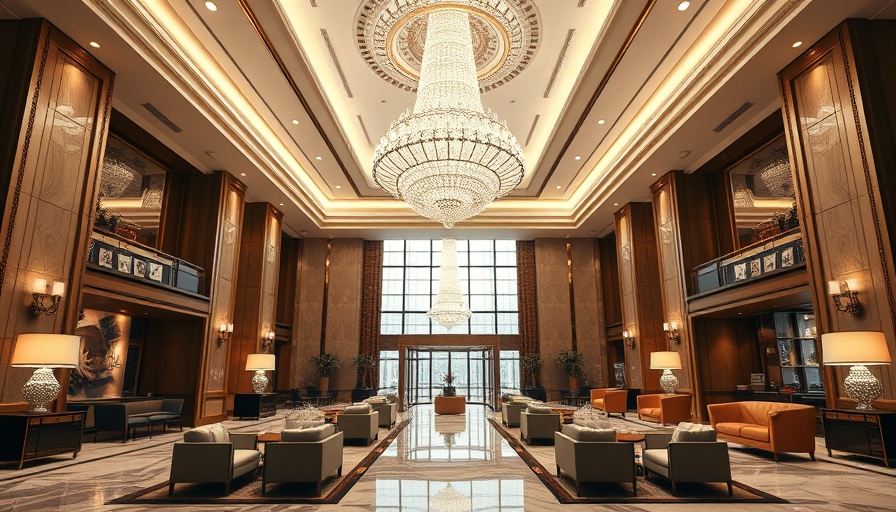Luxurious Waldorf Astoria lobby in Texas with chandelier