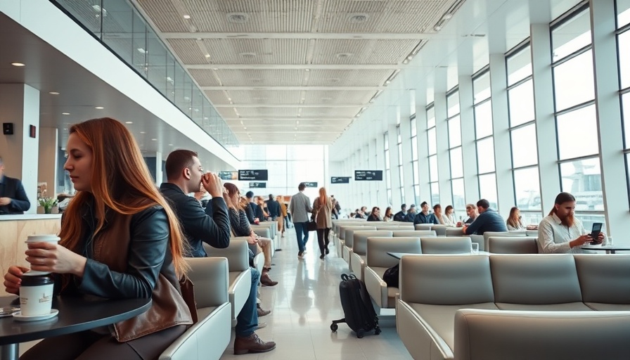Air Canada Café at Montréal-Trudeau Airport with busy travelers.