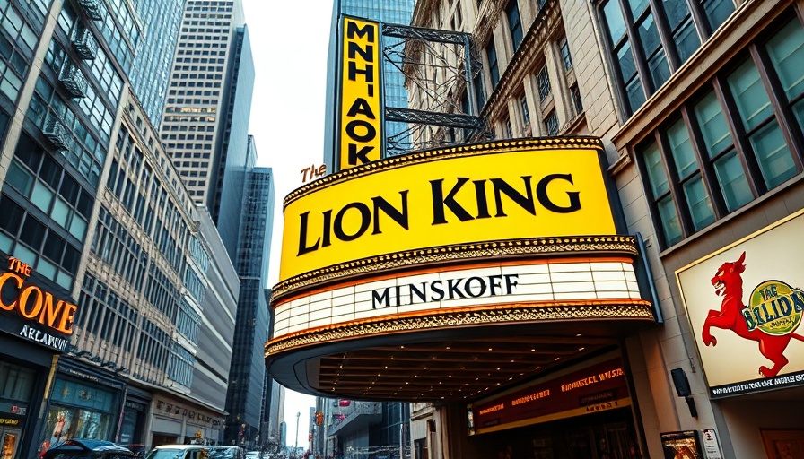 The Lion King on Broadway marquee at Minskoff Theatre.