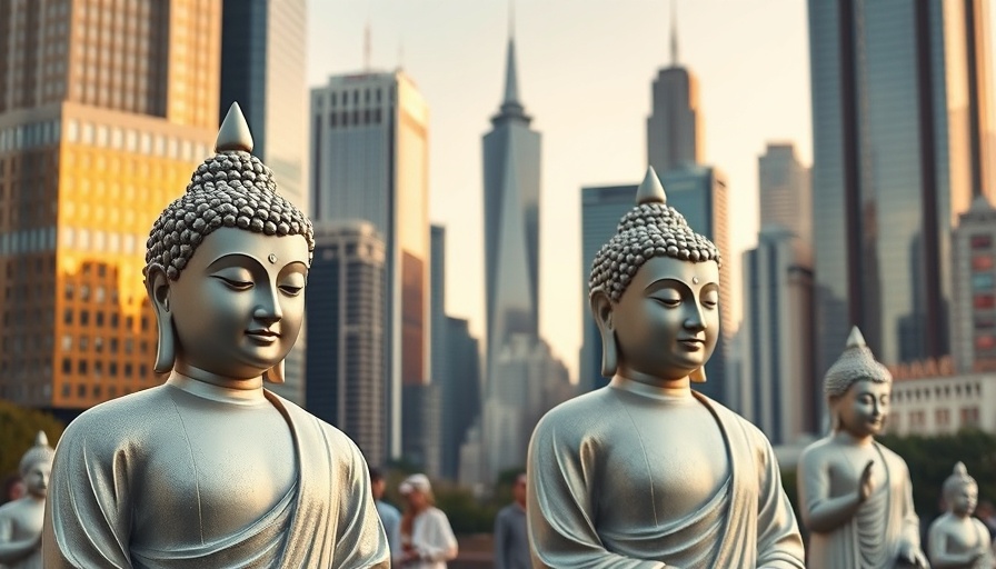 Buddha statues overlooking a Sri Lankan cityscape, family travel places in Sri Lanka.