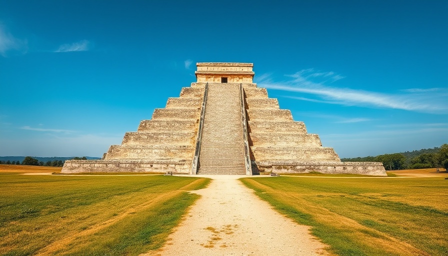 Chichen Itza during a day trip from Playa del Carmen, clear sky.