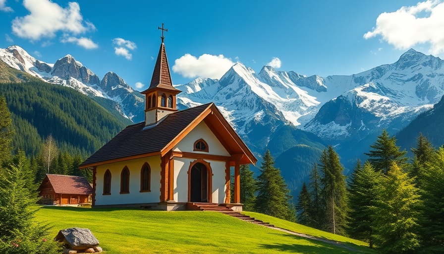 Charming alpine chapel in Bavaria surrounded by lush green forest and mountains.