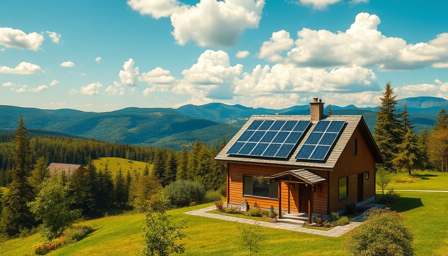 Eco-friendly house with solar panels promoting green tourism.