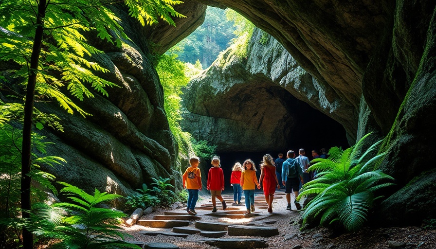 Family activities Mammoth Cave Kentucky: Children exploring cave entrance
