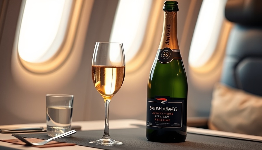 British Airways English Sparkling Wine elegantly served with a glass on an in-flight table.
