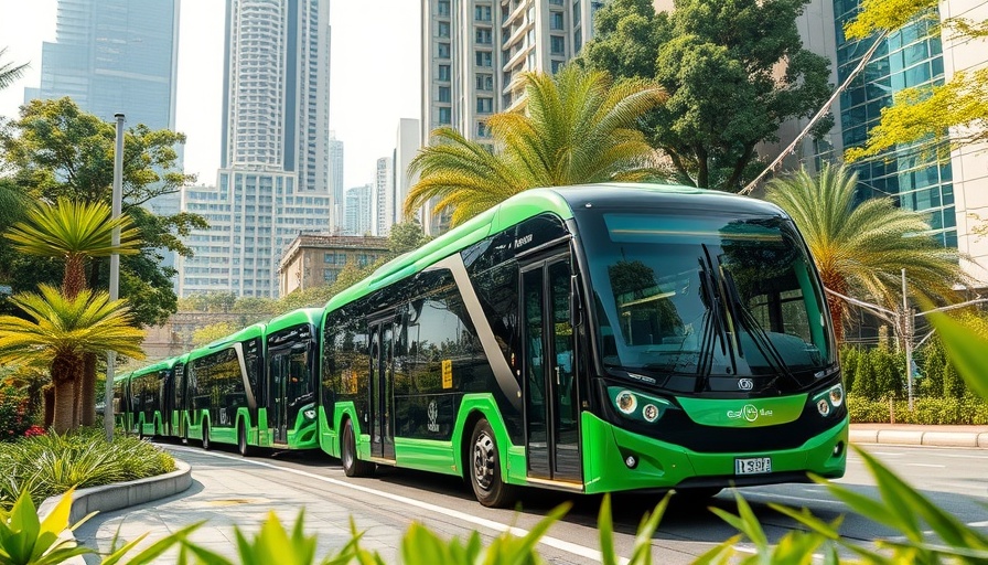 Eco-friendly transport in lush city, highlighting sustainable travel solutions.
