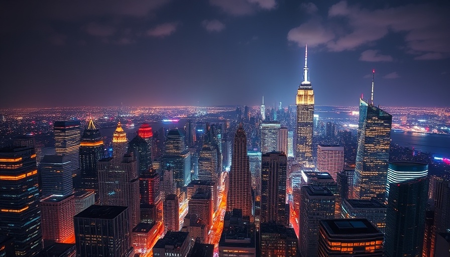 Vibrant nighttime cityscape showing sustainable cities efforts.