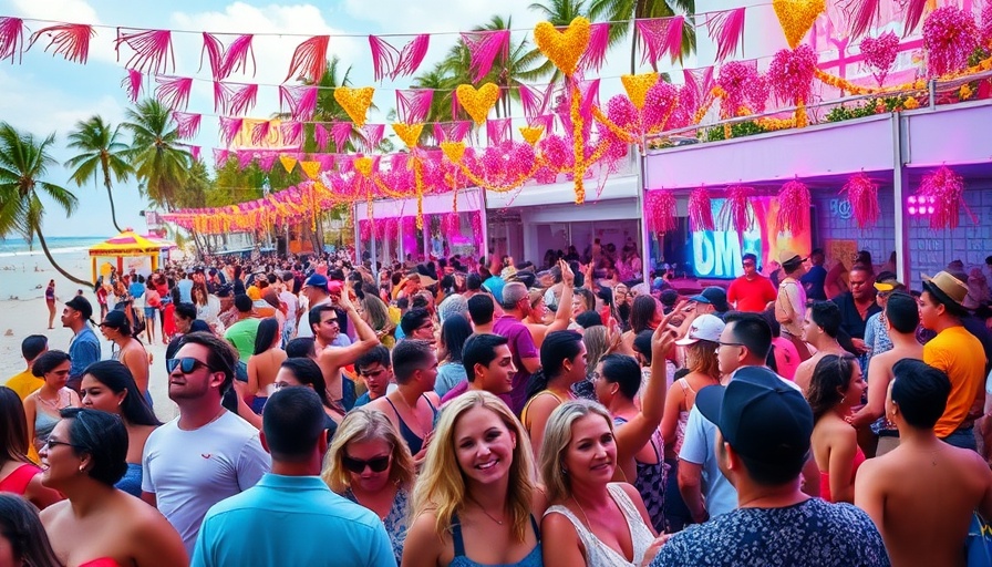 Vibrant festival scene at Miami Beach Pride 2025.