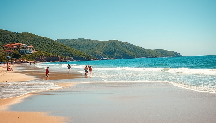 Family travel adventure at a serene coastal beach