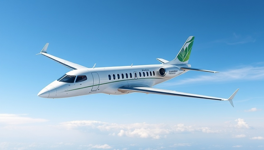 Sustainable aviation: modern eco-friendly aircraft in blue sky.