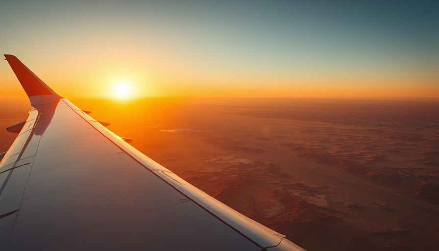 Scenic view from airplane window on Flynas direct flights Riyadh to Abu Dhabi.