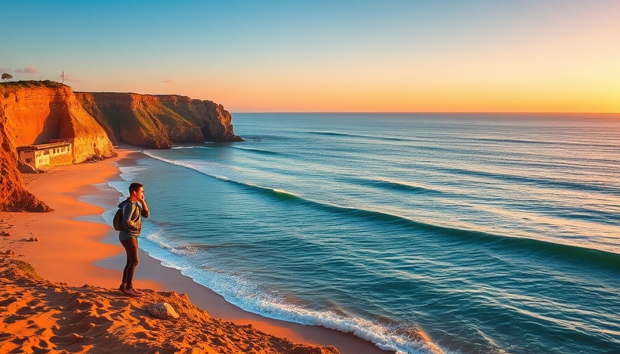 Scenic Algarve beach at sunset, perfect for slow travel.