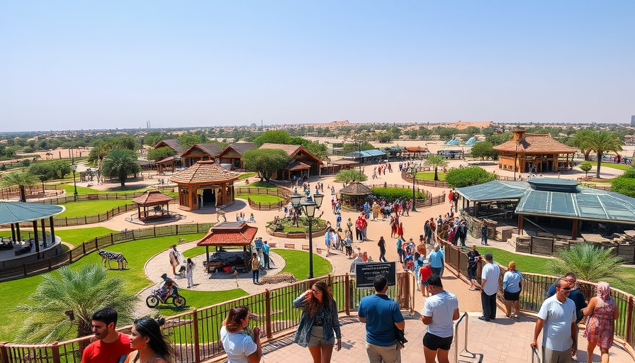 Dubai Safari Park vibrant scene, showcasing visitor engagement.