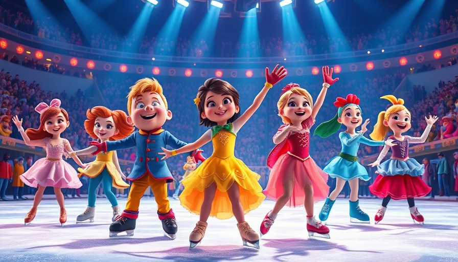 Disney On Ice performance with animated characters and colorful costumes.