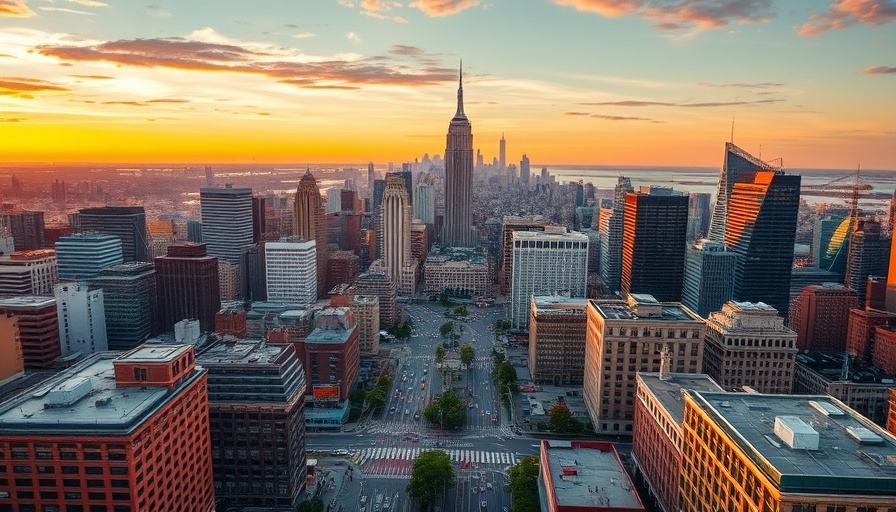 Skyline view of city with landmarks, travel news this week.