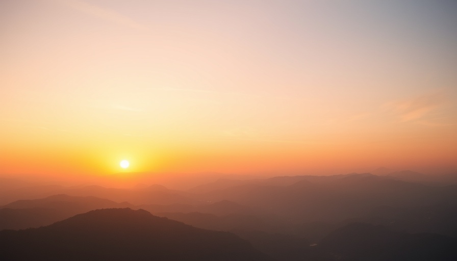 Breathtaking sunset over mountains, capturing travel news essence.