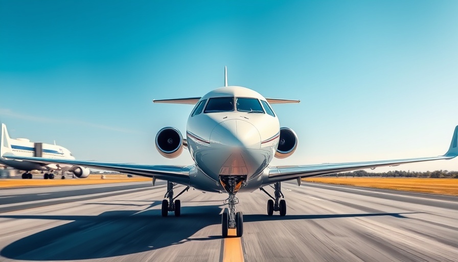Modern airplane on runway for airline travel news