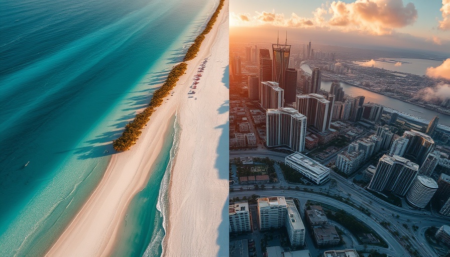 Aerial view of twin-centre holiday package destinations.