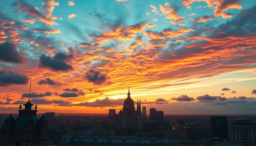 Scenic sunset view over landmark in travel news context.
