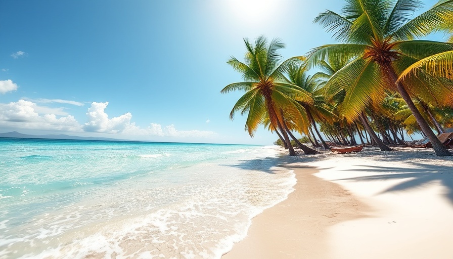 Great Caribbean Maycation Giveaway: serene tropical beach with palm trees.