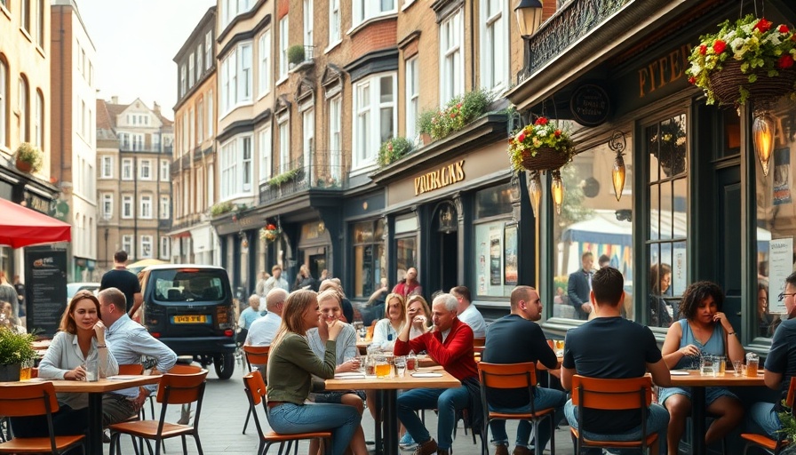 Lively café scene in Hackney during family expedition.