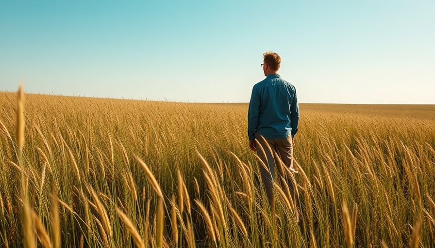 Solitary figure in tall grass during family expedition in Namibia.