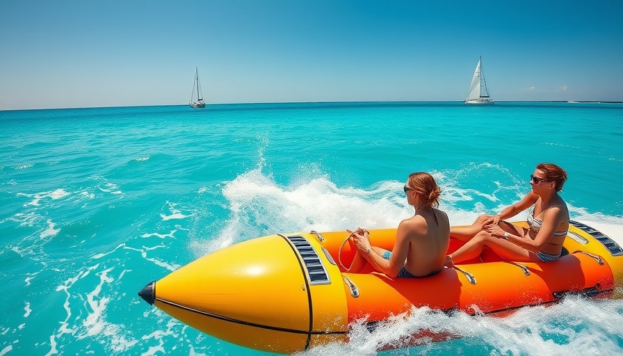 People on a banana boat enjoying a ride in the Florida Keys.