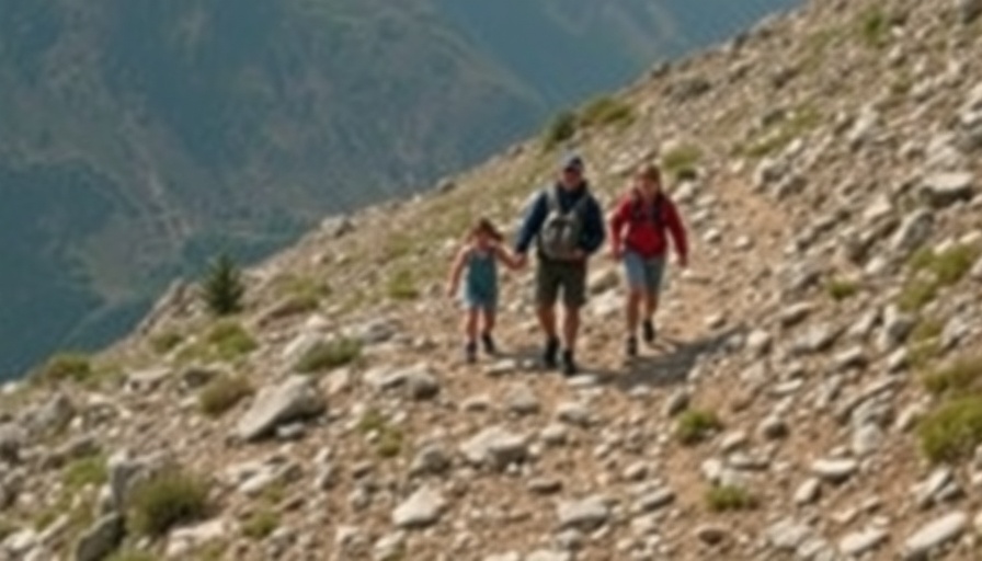 Family hiking on rocky trail with kids, tips for hiking with kids.