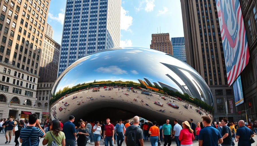 Vibrant city scene at The Bean in Chicago for budget travel tips.