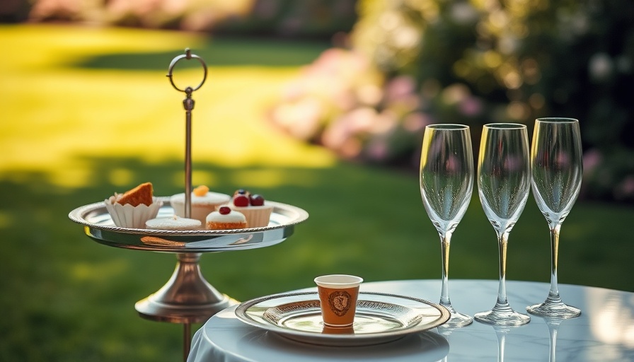 Secret side of Victoria Falls: elegant afternoon tea setup in scenic garden.