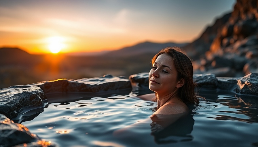 Woman in hot spring at sunset, solo female travel with anxiety