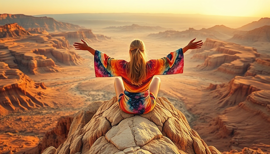 Solo female traveler enjoying desert view in California.