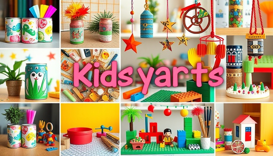 Vibrant collage of upcycled crafts for fun family activities.