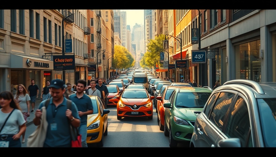 Bustling urban street scene with pedestrians and cars, travel news US.
