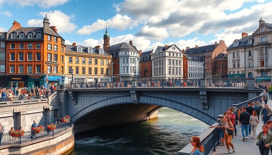 Ha'penny Bridge in Dublin with cityscape, fun family travel