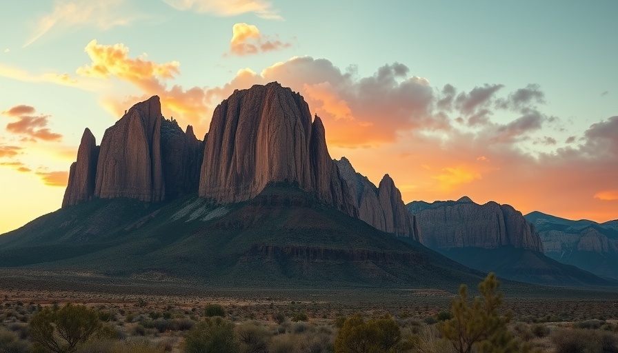 Majestic mountains at sunset during family expedition through Utah national parks.