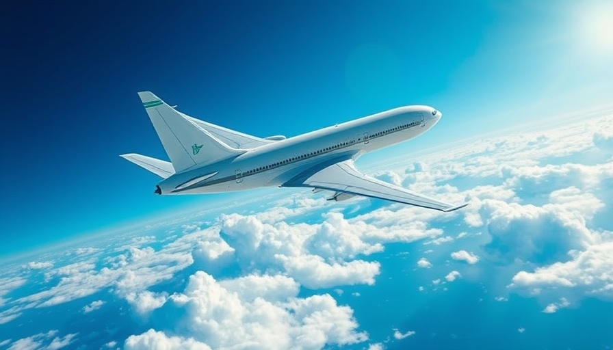 Futuristic airplane showcasing sustainable fuel in travel.
